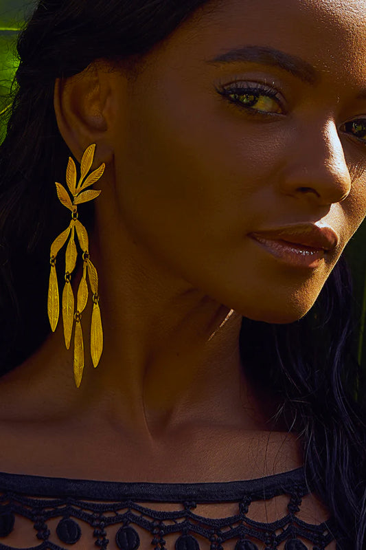 Gold Sea Forest Earrings